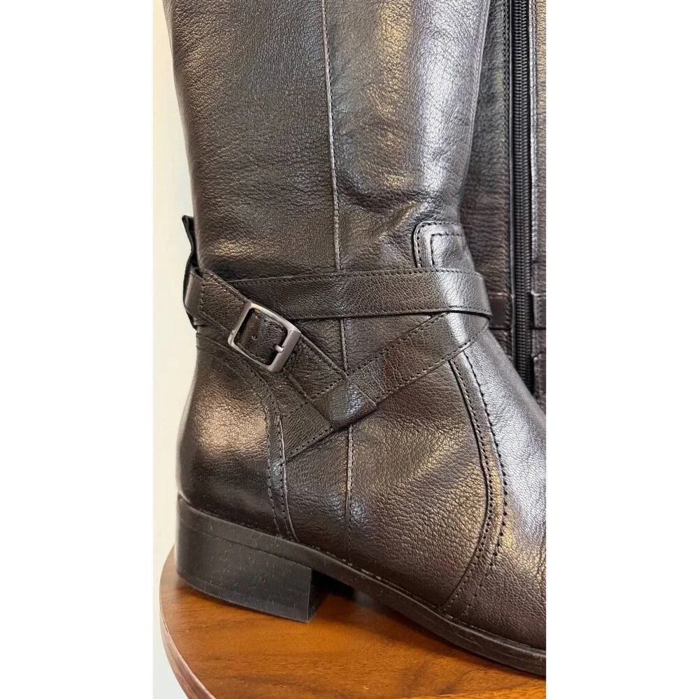 Naturalizer Rena 2 Boots 11W Black Leather Wide Calf Riding Style NIB msrp$325 - Picture 11 of 15